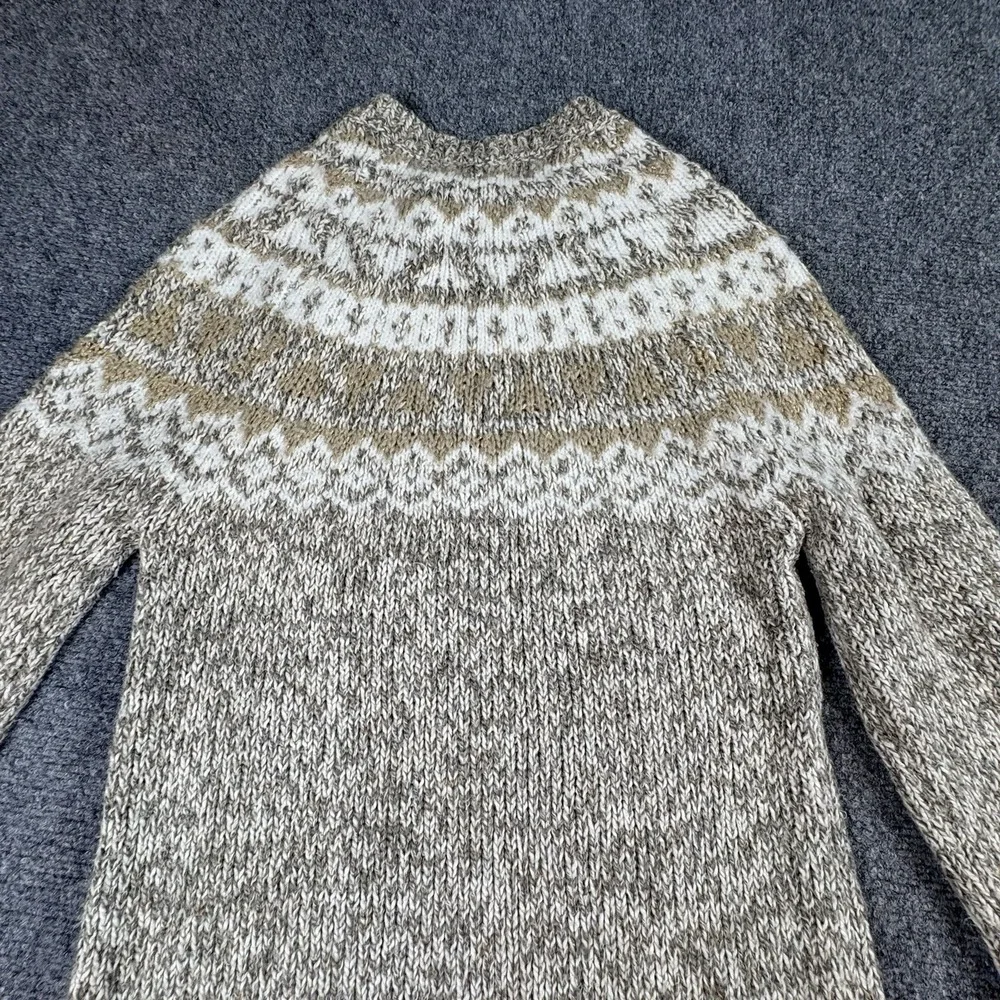 Loft Fair Isle Sweater SP Gray Chunky Knit Pullover Nordic Cottagecore Cabincore